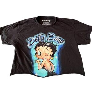687-Black Large Betty Boop Crop Top #bettyboop #boop